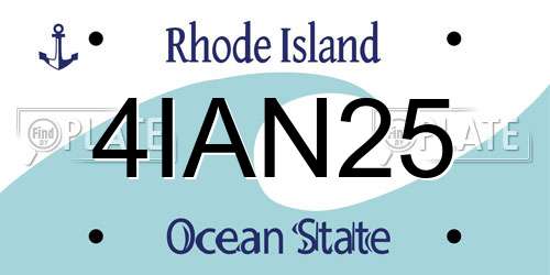 4IAN25 Rhode Island License Plate