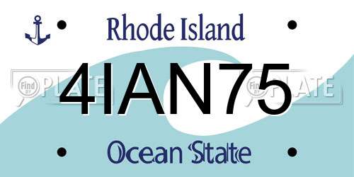 4IAN75 Rhode Island License Plate