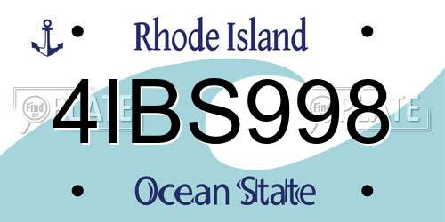 4IBS998 Rhode Island License Plate