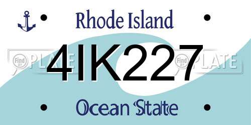 4IK227 Rhode Island License Plate