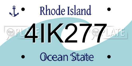 4IK277 Rhode Island License Plate