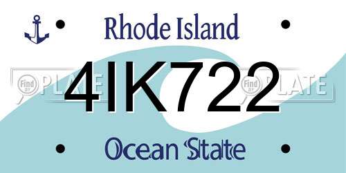 4IK722 Rhode Island License Plate