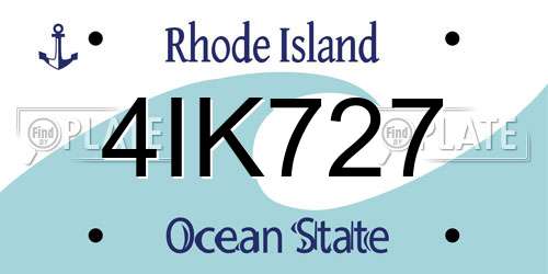 4IK727 Rhode Island License Plate