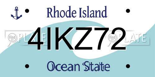 4IKZ72 Rhode Island License Plate