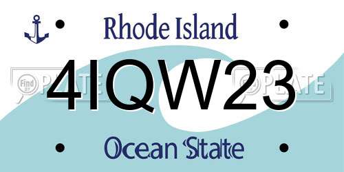 4IQW23 Rhode Island License Plate