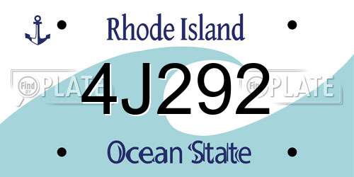 4J292 Rhode Island License Plate