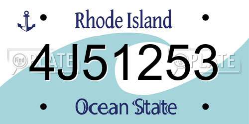 4J51253 Rhode Island License Plate