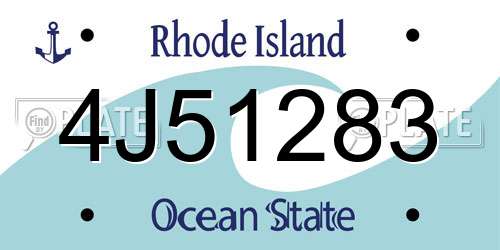 4J51283 Rhode Island License Plate