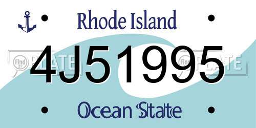 4J51995 Rhode Island License Plate