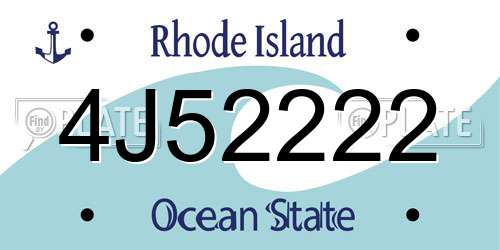 4J52222 Rhode Island License Plate