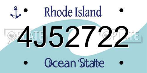 4J52722 Rhode Island License Plate