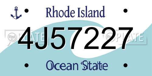 4J57227 Rhode Island License Plate