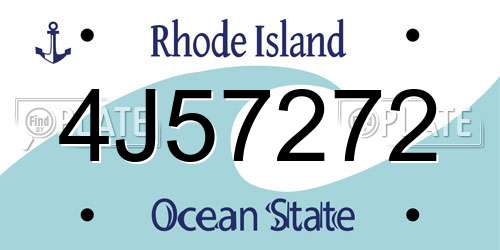 4J57272 Rhode Island License Plate