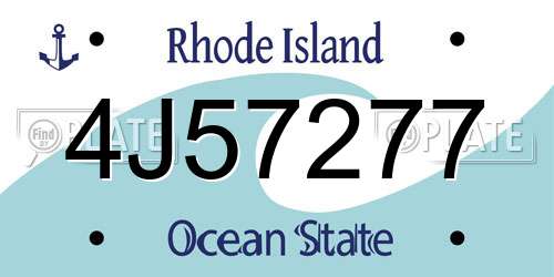 4J57277 Rhode Island License Plate