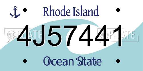 4J57441 Rhode Island License Plate