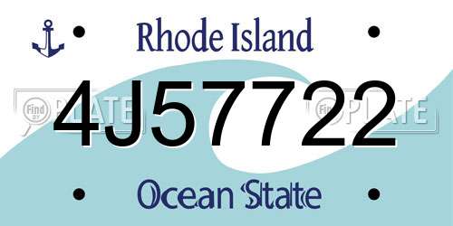 4J57722 Rhode Island License Plate