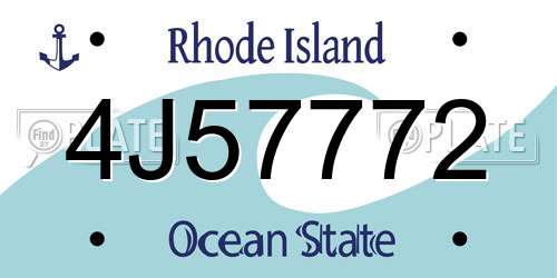 4J57772 Rhode Island License Plate