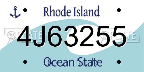 4J63255 Rhode Island License Plate