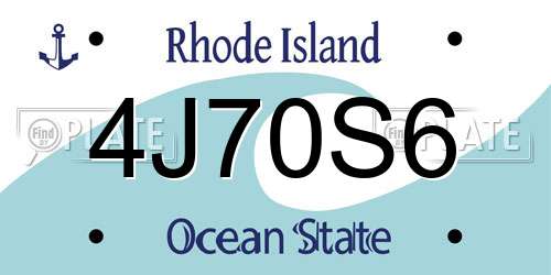 4J70S6 Rhode Island License Plate