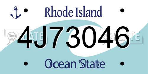 4J73046 Rhode Island License Plate