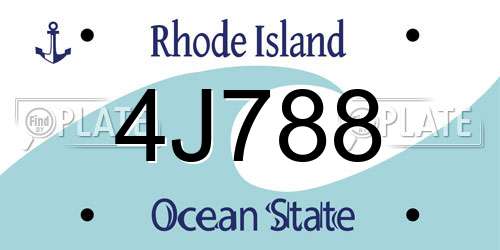 4J788 Rhode Island License Plate