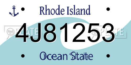 4J81253 Rhode Island License Plate