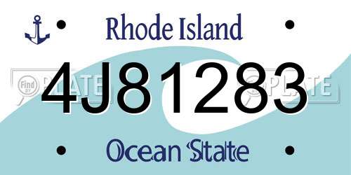 4J81283 Rhode Island License Plate