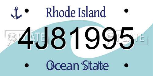 4J81995 Rhode Island License Plate