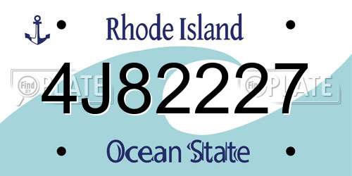 4J82227 Rhode Island License Plate