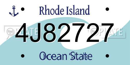 4J82727 Rhode Island License Plate