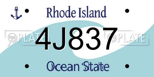 4J837 Rhode Island License Plate