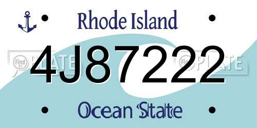 4J87222 Rhode Island License Plate