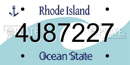 4J87227 Rhode Island License Plate