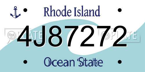 4J87272 Rhode Island License Plate