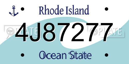 4J87277 Rhode Island License Plate