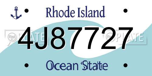 4J87727 Rhode Island License Plate