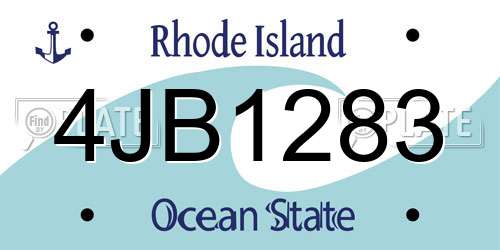 4JB1283 Rhode Island License Plate