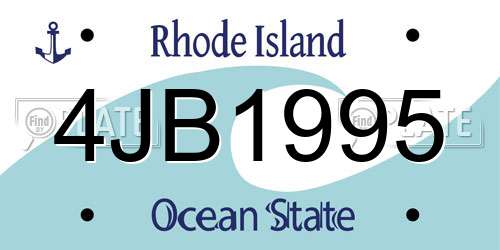 4JB1995 Rhode Island License Plate