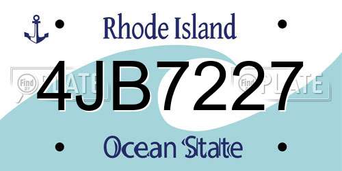4JB7227 Rhode Island License Plate