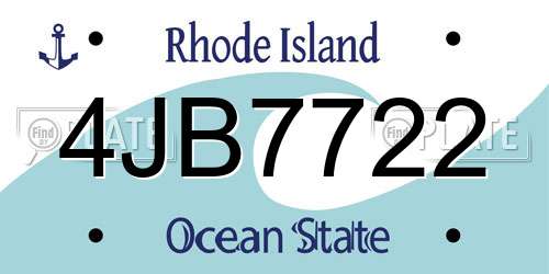 4JB7722 Rhode Island License Plate