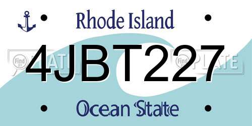 4JBT227 Rhode Island License Plate