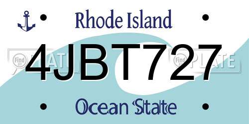 4JBT727 Rhode Island License Plate
