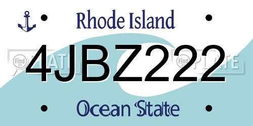 4JBZ222 Rhode Island License Plate