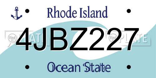 4JBZ227 Rhode Island License Plate