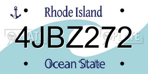 4JBZ272 Rhode Island License Plate