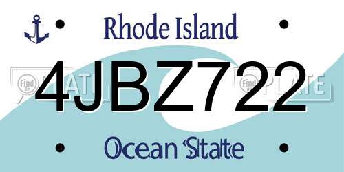 4JBZ722 Rhode Island License Plate