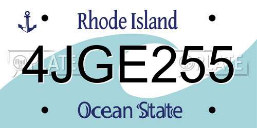 4JGE255 Rhode Island License Plate
