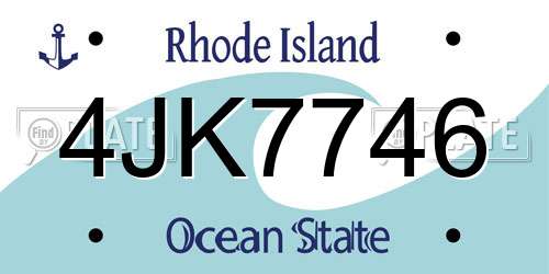 4JK7746 Rhode Island License Plate