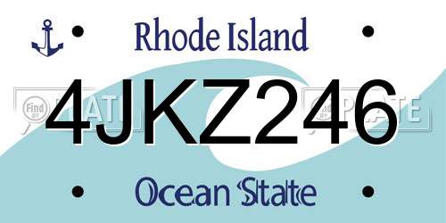 4JKZ246 Rhode Island License Plate
