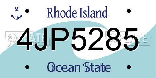 4JP5285 Rhode Island License Plate